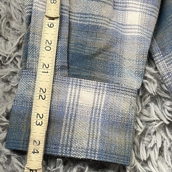 Men’s Extra Heavy Pearl Snap Plaid Flannel Outdoor Shacket Blue Gray Wht 2XL NWT - Picture 6 of 8
